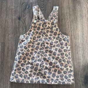 Baby H&M Leopard Denim Overall Dress 9m